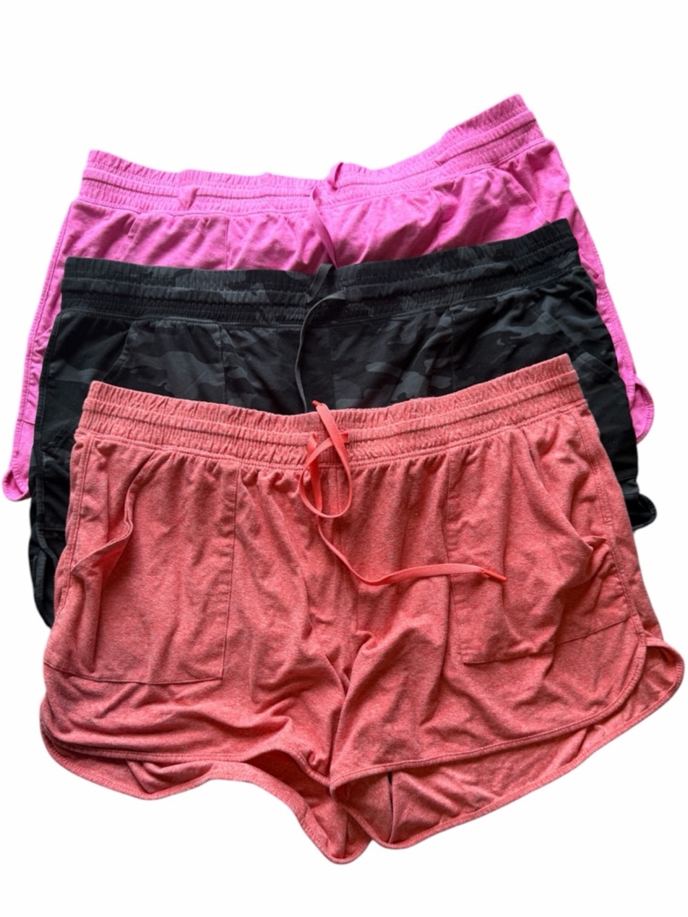 3-Pack Cozy Cotton Lounge Shorts in Pink, Black Camo, Coral